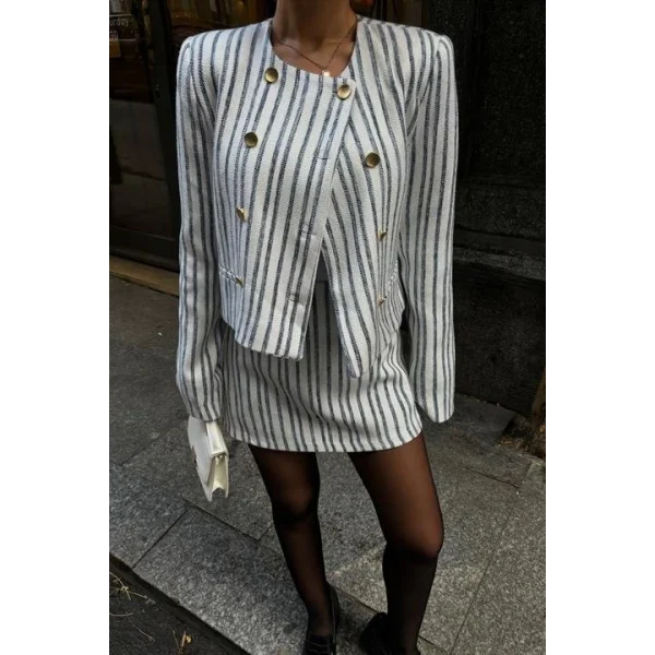 Hendra Çizgili Etek Takım 9481-24