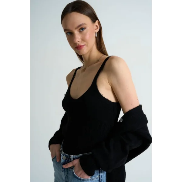 Hırka Atlet İkili Takım  Siyah