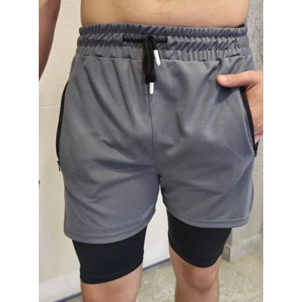 İç Cepli Sporcu Alt Taytlı Şort - GRİ