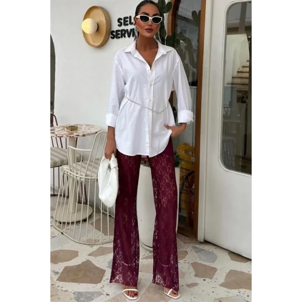 İçi Astarlı Dantel Pantolon 0081