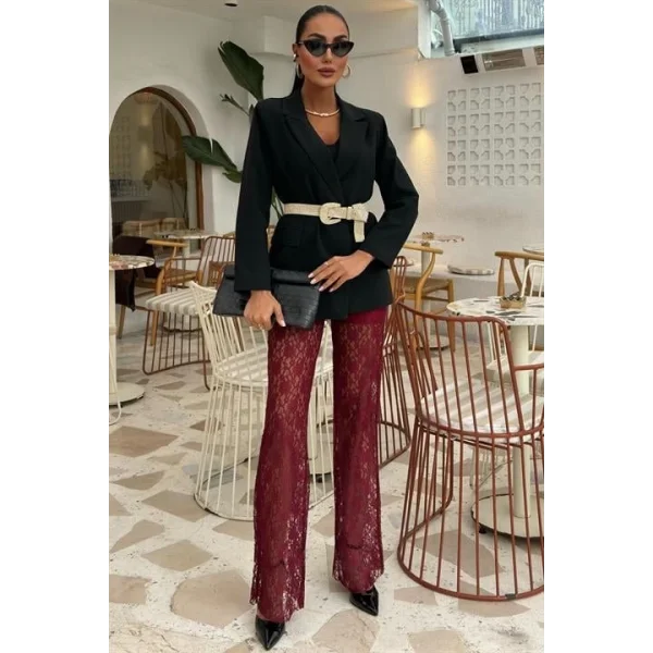 İçi Astarlı Dantel Pantolon 0081