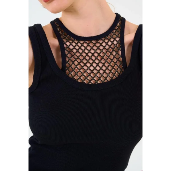 İçi Dantelli Kaşkorse Atlet - SİYAH