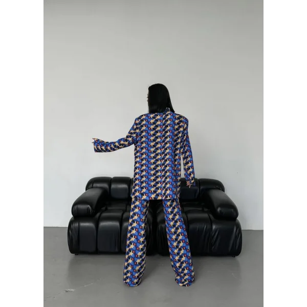 İki̇ Düğmeli̇ Desenli̇ Di̇ji̇tal Ceket