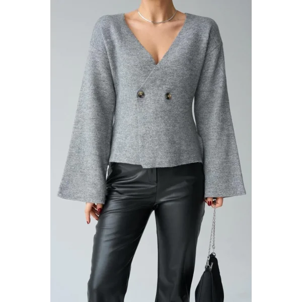 İki Düğümeli Hırka  Gri