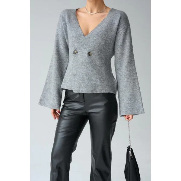 İki Düğümeli Hırka  Gri