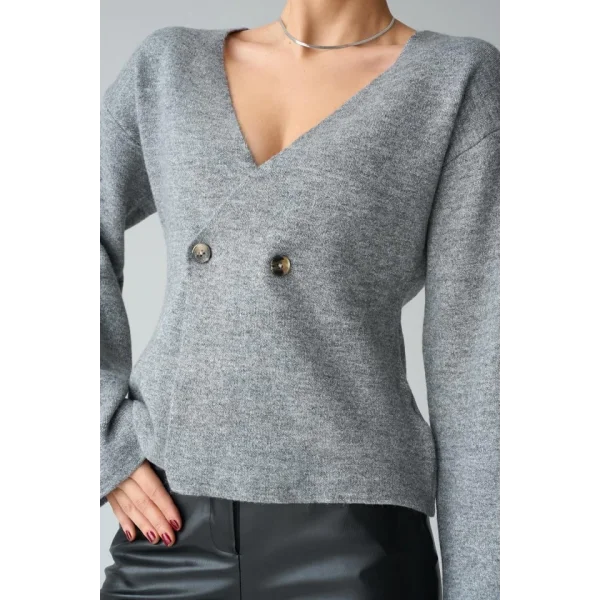 İki Düğümeli Hırka  Gri