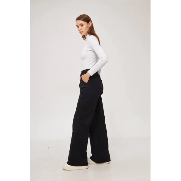 İki iplik Bol Paça Eşofman Pantalon - Siyah