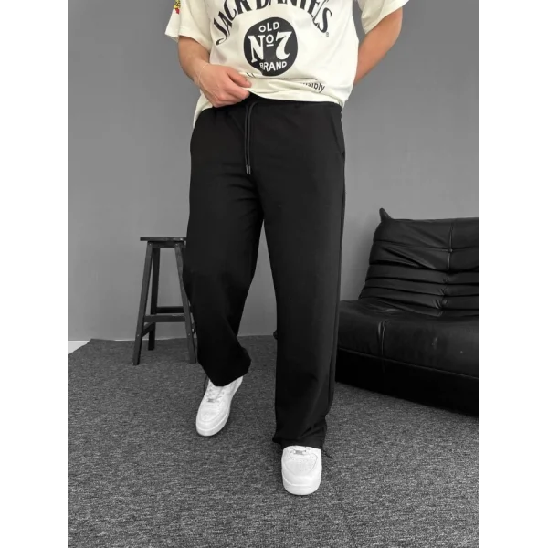 İki İplik Kumaş Baggy Alt Esofman - Siyah