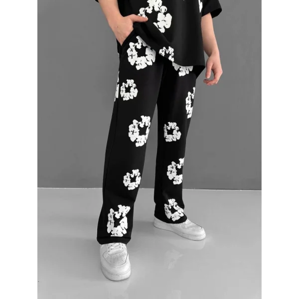 Iki İplik Kumaş Baskılı Esofman - Siyah