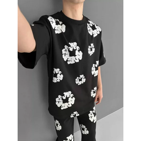 İki İplik Kumaş Baskılı Esofman Takım - Siyah