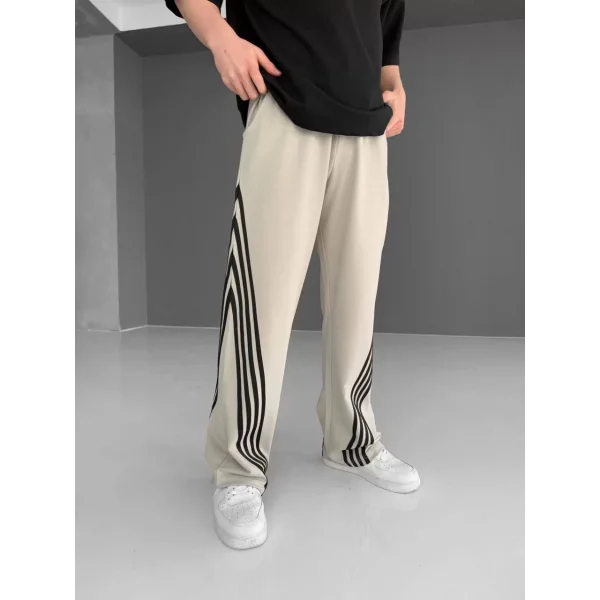 İki İplik Kumaş Şeritli Alt Esofman - Gri