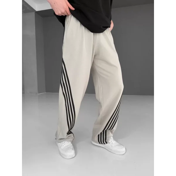 İki İplik Kumaş Şeritli Alt Esofman - Gri