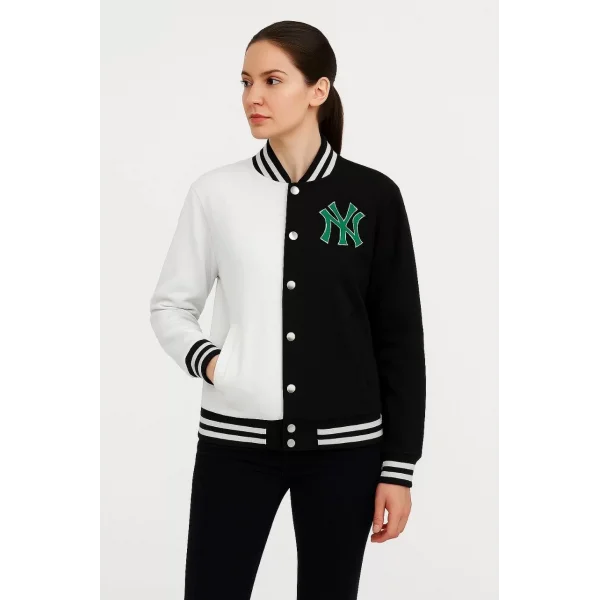 İki İplik Nakış İşlemeli Kolej Çeket  - Siyah