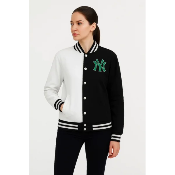 İki İplik Nakış İşlemeli Kolej Çeket  - Siyah