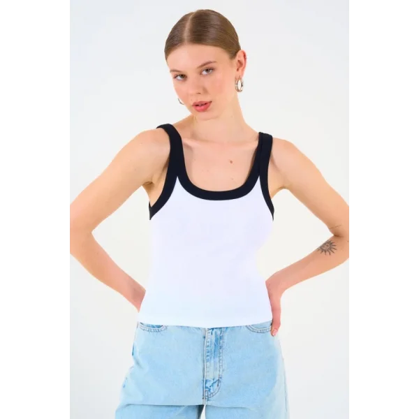 İki Renkli Atlet - Beyaz-Siyah