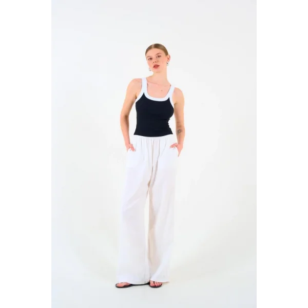 İki Renkli Atlet - Siyah-Beyaz