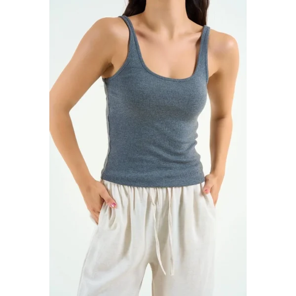 İnce Askılı Biyeli Atlet - Antrasit