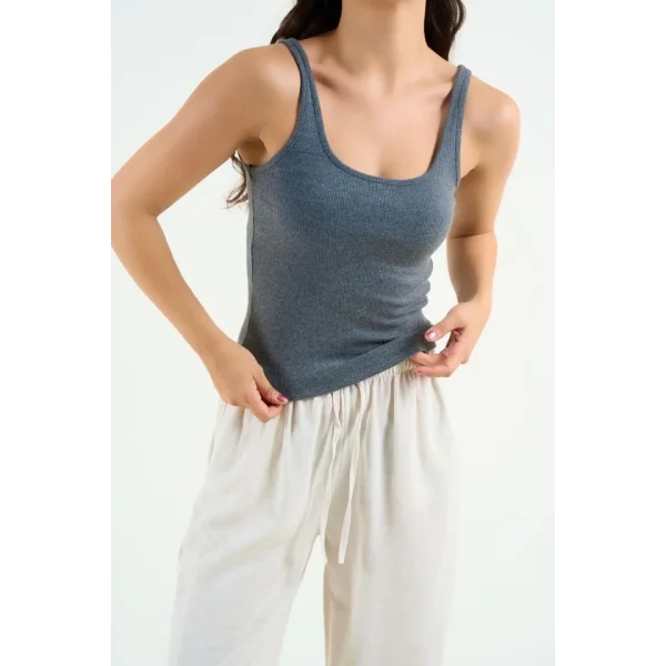 İnce Askılı Biyeli Atlet - Antrasit