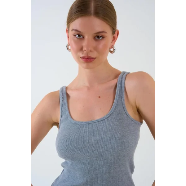 İnce Askılı Biyeli Atlet - Gri