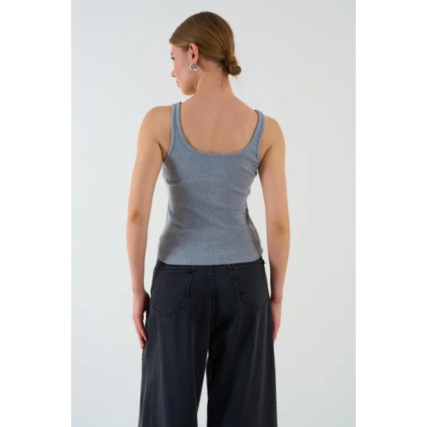 İnce Askılı Biyeli Atlet - Gri