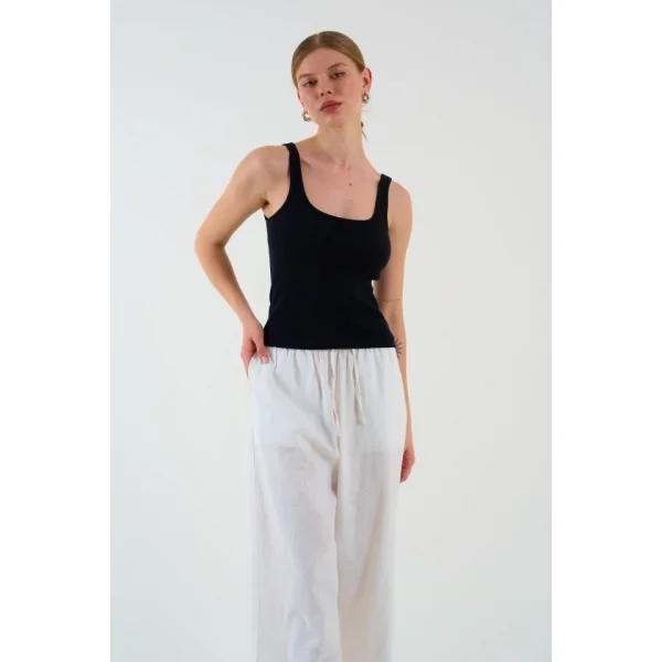 İnce Askılı Biyeli Atlet - Siyah