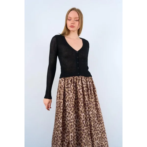 İnce Fitilli Hırka - Siyah