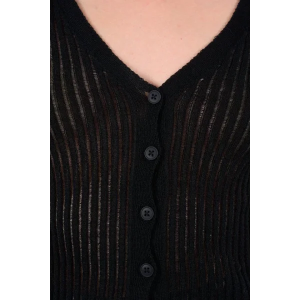 İnce Fitilli Hırka - Siyah