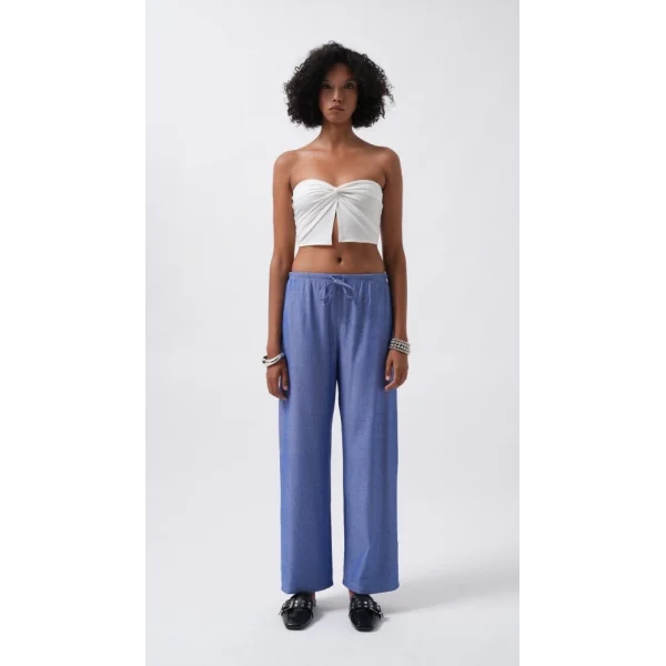 İnce Kemerli Bağcık Detay Pantolon