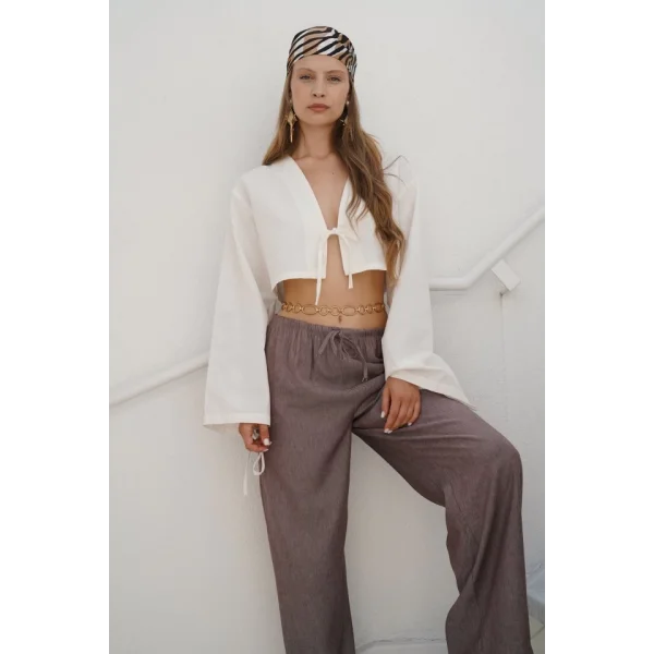 İnce Kemerli Bağcık Detay Pantolon