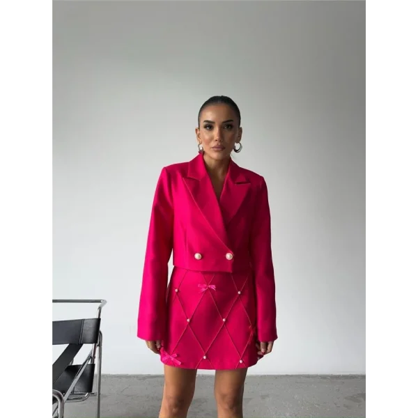 İNCİ KURDEE DETAYI KIA ETEK  Fuşya