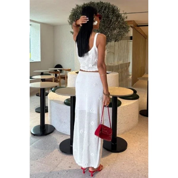 İnci Ve Çiçek Detaylı Büstiyerli Triko Takım 10100