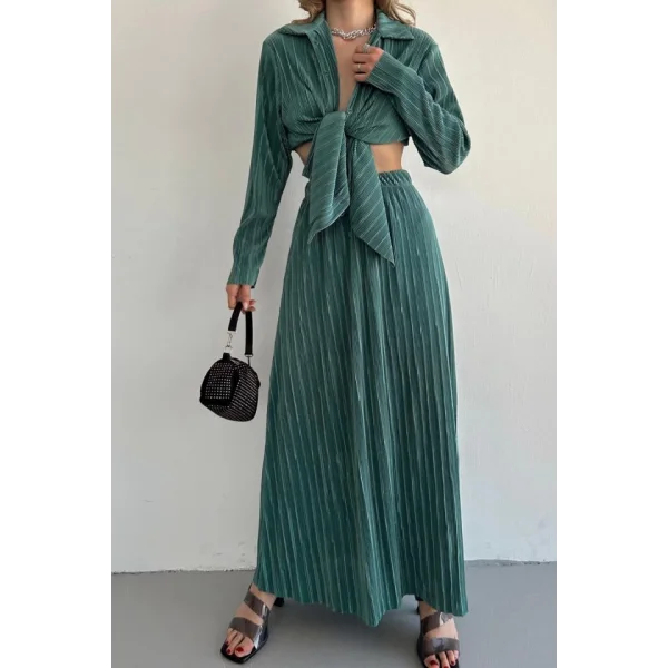 int Fitilli Gömlek Ve Uzun Etek Takım