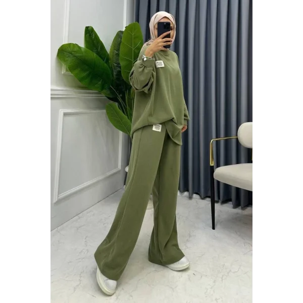 int Klasik Fitilli Kazak Ve Pantolon Takım