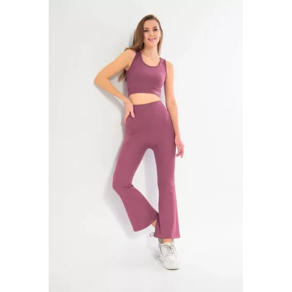 İspanyol Paça Taytli Croplu Takım  or