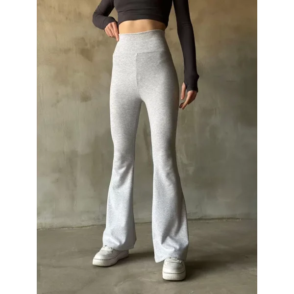 İspanyol Paça Yüksek Bel Tayt - Gri