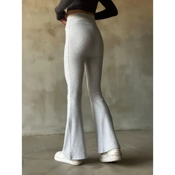 İspanyol Paça Yüksek Bel Tayt - Gri