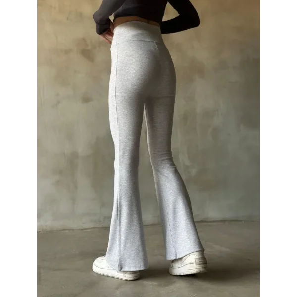 İspanyol Paça Yüksek Bel Tayt - Gri