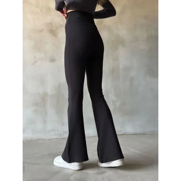 İspanyol Paça Yüksek Bel Tayt - Siyah