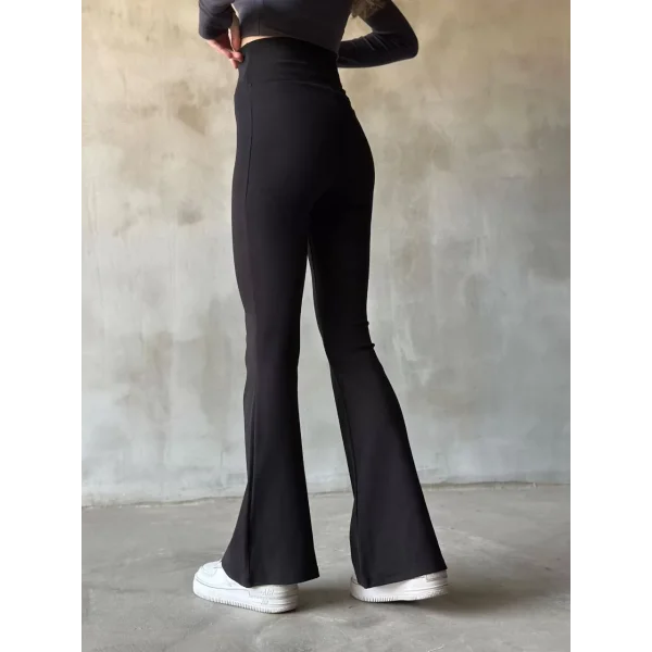 İspanyol Paça Yüksek Bel Tayt - Siyah