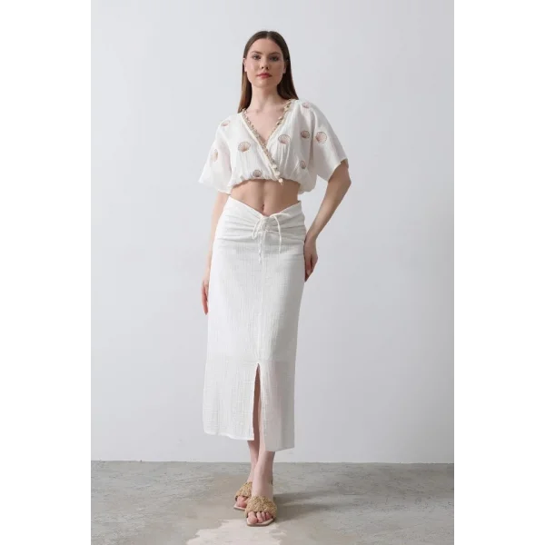 İstiridyeli üslin Takım  Ekru