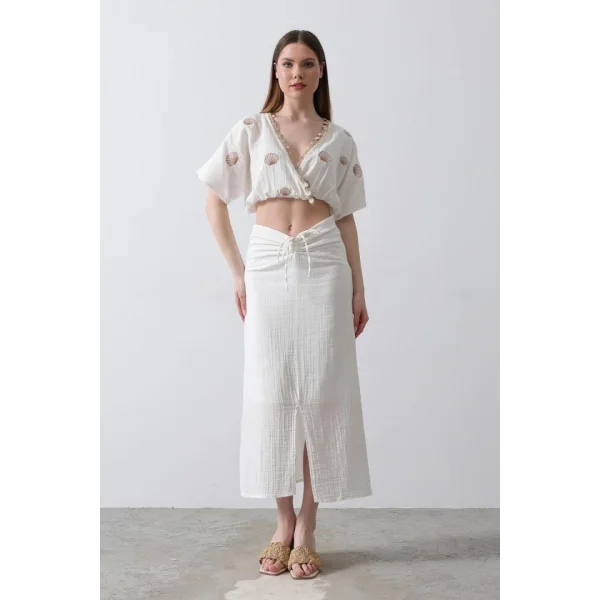 İstiridyeli üslin Takım  Ekru