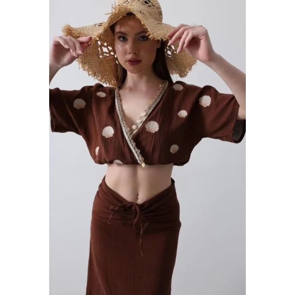 İstiridyeli üslin Takım  Kahve