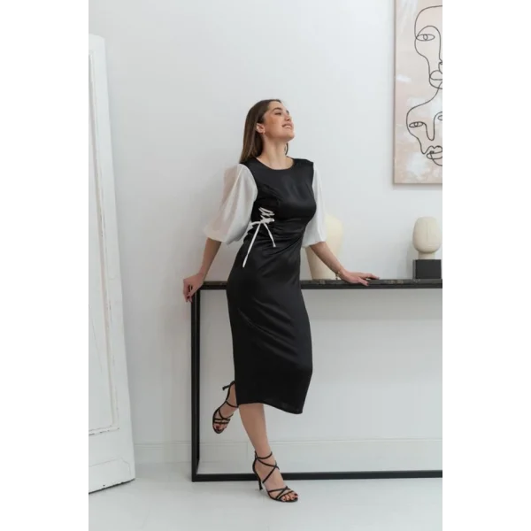 iyah Beyaz Bağcık Detay aten Elbise