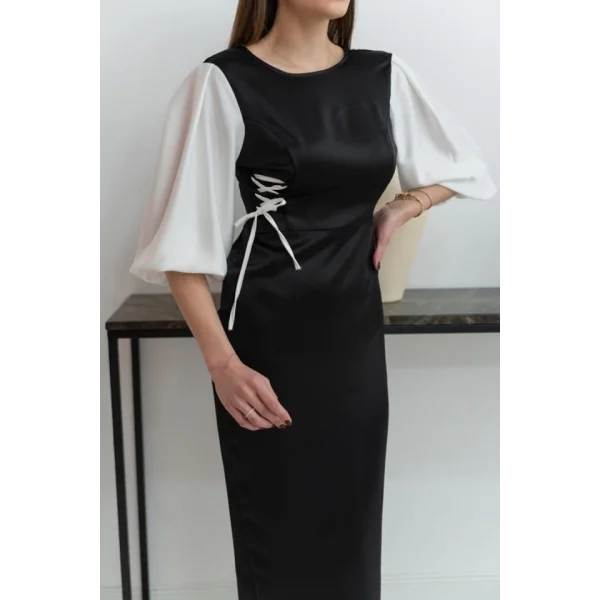 iyah Beyaz Bağcık Detay aten Elbise