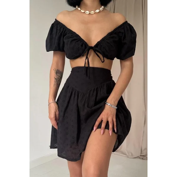 iyah Brode Crop Ve ini Etek Takım