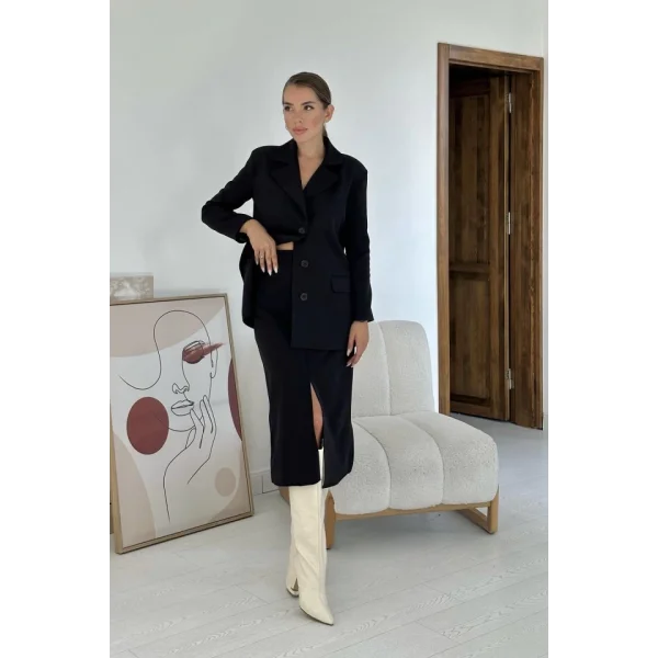iyah Düğmeli Ceket Ve Etek Takım