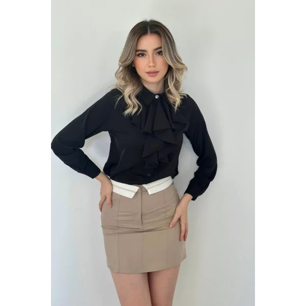 iyah Jesica Volanlı Taş Düğme Detaylı Gömlek