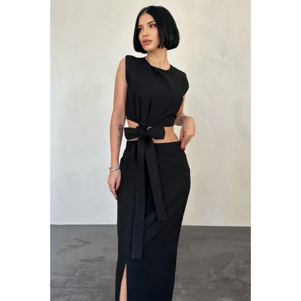 iyah Kuşaklı Crop Ve Etek Takım