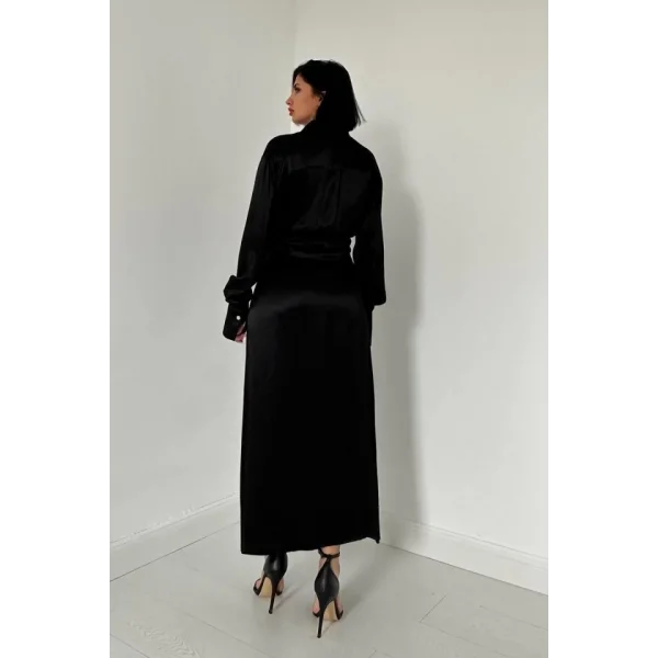 iyah Kuşaklı Gömlek Elbise