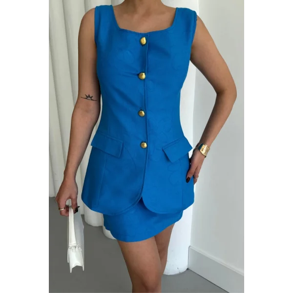 JAKAR KETEN YELEK - KISA ETEK TAKIM - Mavi